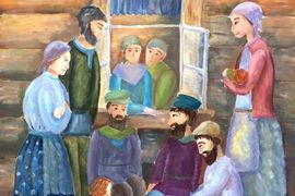 Брызгалова Анастасия, 13 лет, «Кому на Руси жить хорошо», б., гуашь, преп. Шишатова М.А.