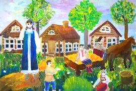 Стулова Полина, 11 лет, «Любовь с первого взгляда», б.. гуашь, преп. Чумакова К.Ф.
