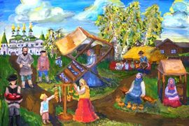 Федоровский Фрол, 13 лет, «На ярмарке», б., гуашь, преп. Евтеева Т.А.