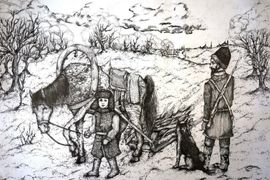 Алифанова Анастасия, 14 лет, «Мужичок с ноготок», б., гелиевая  ручка, преп. Шаповалова Н.Ю.