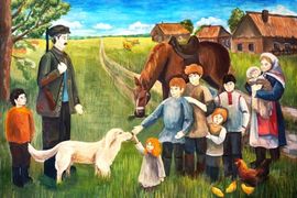 Андрюшкевич Анна, 16 лет, «Крестьянские дети», б., гуашь, преп. Чикишева К.А.