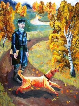 Молчанова Виктория, 14 лет, «Н.А. Некрасов на прогулке», б., гуашь, преп. Шаповалова Н.Ю.