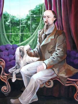Щвецова Елизавета, 14 лет, «Портрет Н.А. Некрасова», б., гуашь, преп. Шаповалова Н.Ю.