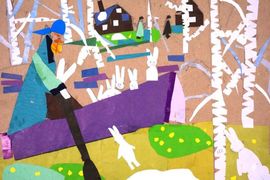 Альчук Александра, 10 лет, «Дед Мазай и зайцы», аппликация, преп. Улитина А.Б.
