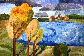Брекатнина Александра, 12 лет, «Славная осень», б., гуашь, преп. Хлебникова Т.А.