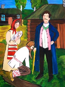 Иванова Юлия, 13 лет, «Кому на Руси жить хорошо», б., гуашь, преп. Хлебникова Т.А. — копия