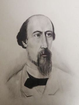 Грищенко Полина, 14 лет, Портрет Н.А. Некрасова, б., карандаш, преп. Котова М.В.