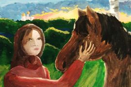 Зенина Анастасия, 14 лет, Есть женщины в русских селеньях, б., гуашь, преп. Котова М.В.