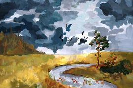 Бурейникова Нелли, 11 лет, «Перед дождём», б., гуашь, преп.Cухорукова  Л.Г.