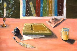 Гладкова Анна, 13 лет, «Рабочий стол Н.А. Некрасова», б., гуашь, преп. Cухорукова Л.Г.