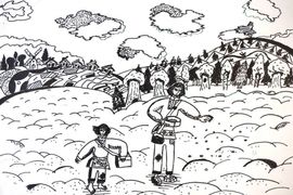 Круглов Виктор, 14 лет, «Крестьянские дети», б., маркер, преп. Cухорукова Л.Г.