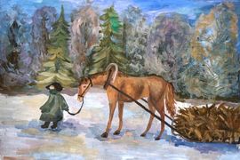 Лазарева Арина, 13 лет, «Мужичок с ноготок», б., гуашь, Кузнецова Г.С.