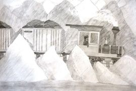 Мамонтова Татьяна, 13 лет, «Железная дорога», б., карандаш, преп. Кузнецова Г.С.