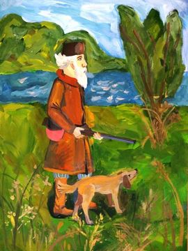 Михалина Виктория, 12 лет, «На охоте», б., гуашь, преп. Кузнецова Г.С.