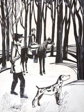 Соколова Софья, 12 лет, «Некрасов на охоте», б., маркер, преп. Кузнецова Г.С.