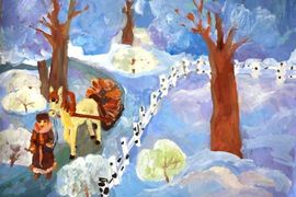 Сологубова Ангелина, 11 лет, «Крестьянские дети», б., гуашь, преп. Кузнецова Г.С.