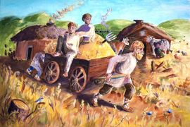 Карюкина Милена, 16 лет, «Крестьянская жизнь», б., гуашь, преп. Савич А.С.