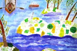 Лазариди Полина, 12 лет, «Дед Мазай и зайцы», б., смеш. тех., преп. Ковешникова Т.В.