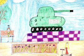 Айнетова  Майя, 8 лет, «В нашем парке», б., восковые мелки, ДХШ, г. Изобильный, Ставропольский край. 