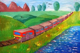 Амирова Савиля, 9 лет, «Дорога домой», б., гуашь, ДШИ, г. Ленинск, Волгоградская обл. 
