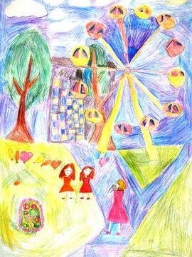 Белоногова Полина, 9 лет, «Фото на память», б., цв. карандаши, ХШ №6, г. Междуреченск, Кемеровская обл. 