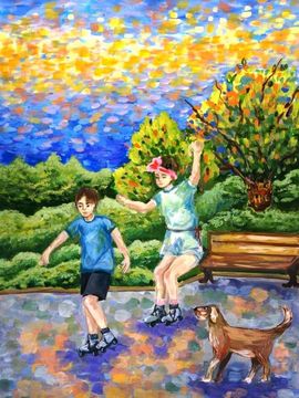 Бернадская Мария, 13 лет, «Катание на роликах», б., гуашь, ДШИ №5, г. Гомель, Беларусь.
