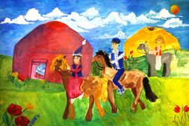 Боранбай Мерей, 12 лет, Лето в ауле, б., гуашь, ДХШ - Клуб ЮНЕСКО, г. Павлодар, Казахстан. 