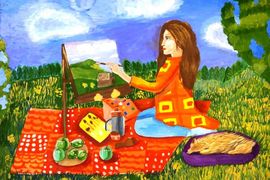 Гладкая Алина, 11 лет, «Моё любимое хобби», б., гуашь, ДШИ №5, г. Гомель, Беларусь