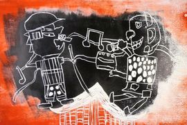 Гон Цзяшэнь, 11 лет, «Пение», б., гравюра, Начальная школа №2, г. Цюйцзин, Китай