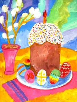 Гудкова Мария, 10 лет, «Пасхальный стол», б., гуашь, ДШИ №4, г. Калуга
