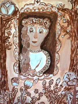 Долженок Анна, 10 лет, «Девушка в окне», б., гуашь, ДХШИ, г. Гомель, Беларусь. 