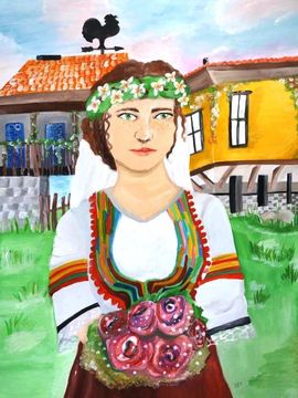 Здравкова Любомира, 14 лет, «Болгарская невеста», б., акрил, СУЕЕ «Св. Константин – Кирил Философ», г. Русе, Болгария. 