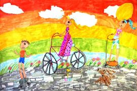 Зубрихина Мария, 7 лет, Прогулка, б., фломастеры, ДХШ - Клуб ЮНЕСКО, г. Павлодар, Казахстан