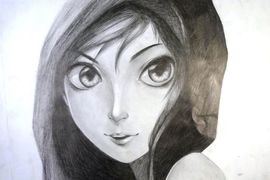 Касабова Лидия, 16 лет, «Автопортрет», б., карандаш, СУЕЕ «Св. Константин – Кирил Философ», г. Русе, Болгария