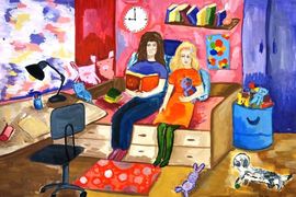 Лукьянова Екатерина, 12 лет, «Увлекательное чтение», б., гуашь, ДШИ №5, г. Гомель, Беларусь