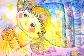 Матвеенко Екатерина, 12 лет, «Ангел с Рождественской звездой», б., смеш. тех., ДШИ №4, г. Калуга