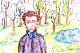 Насырова Александра, 9 лет, «Молодой поэт», б., цв. карандаши, ККиО им. Ю. А. Гагарина, г. Волгоград
