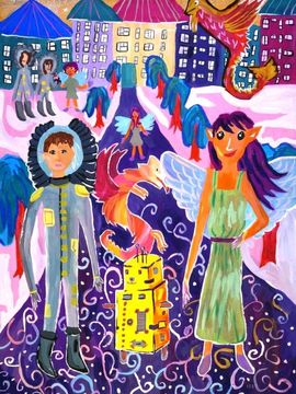 Наталия Гайдаржи, 12 лет, «Жители на другой планете», б., гуашь, ДШИ им. Р.В. Сердюка, г. Керчь, респ. Крым, Россия