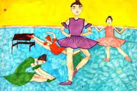 Нюдляева Энкира, 8 лет, «Хочу быть балериной», б., смеш. тех., ДШИ №1, г. Элиста, респ. Калмыкия, Россия