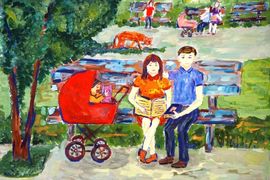 Рыбалкина Мария, 11 лет, «Читающая семья», б., гуашь, ДХШ, г. Волгодонск, Ростовская обл. 