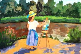 Савкова Елизавета, 12 лет, «Я на пленэре», б., гуашь, ДХШ №3, г. Пенза