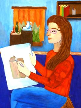 Сарамаева Анастасия, 13 лет, «Уединение», б., гуашь, ДШИ, г. Ленинск, Волгоградская обл. 