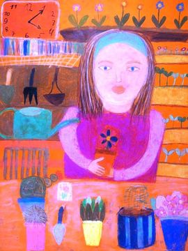 Степанова Полина, 10 лет, «Моё хобби – цветы», тон. б., пастель, ДШИ, с. Лузино, Омская обл. 
