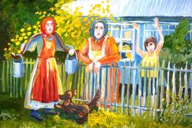 Асапова Камилла, 13 лет, «У бабушки в деревне», б., гуашь, ДХШ, г. Вятские Поляны, Кировская обл.