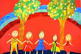 Ежелая Алиса, 8 лет, «Все вместе!», б., гуашь, ДХШ, г. Павлодар, Казахстан