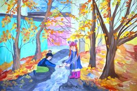 Кущенкова Ксения,  10 лет, «Осенняя прогулка», б., гуашь, ДХШ, г. Рославль, Смоленская обл.