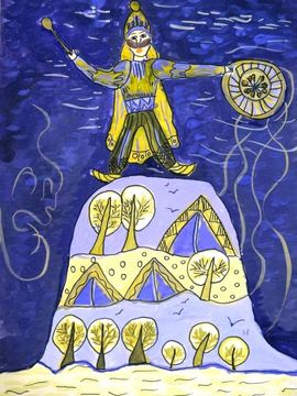 Лошманова  Софья, 10 лет,  «Сон шамана», б., гуашь, ХШ №6, г. Междуреченск, Кемеровская обл.