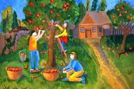 Петрова Елизавета, 12 лет, «На даче», б., гуашь, ДХШ им. И.С. Куликова, г. Муром, Владимирская обл.