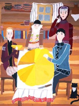 Пронина Аделина, 11 лет, «Семья», б., гуашь, ДШИ, с. Лузино, Омская обл.