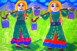 Савина Анастасия, 9 лет, «Башкирские красавицы», б., пастель, ДХШ №1, г. Стерлитамак, респ. Башкортостан